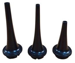 Три чорні, гладкі, конусоподібні вушні воронки, розташовані вертикально. Вони мають широку основу для кріплення та звужуються до кінця, призначеного для введення у вухо тварини.